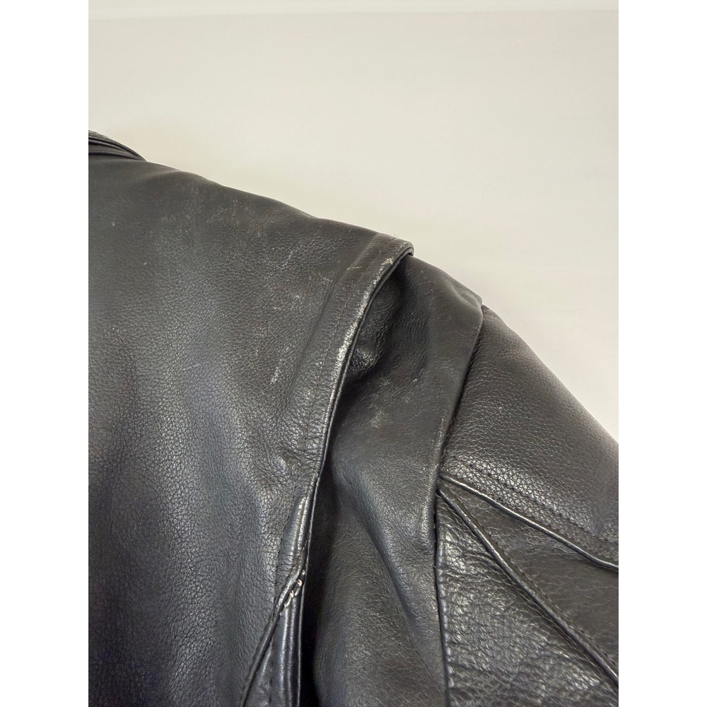 Leather King Black Hills Mens Black Leather Motorcycle Jacket Thinsulate Size 44 - Picture 11 of 15